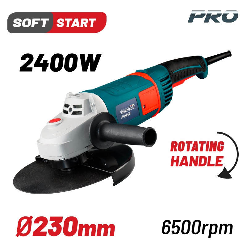 BORMANN Pro BAG2400 Γωνιακός Τροχός 2400W,  Φ230mm, 6500rpm, Προεκκίνηση, Περιστρεφόμενη λαβή - Photo 1