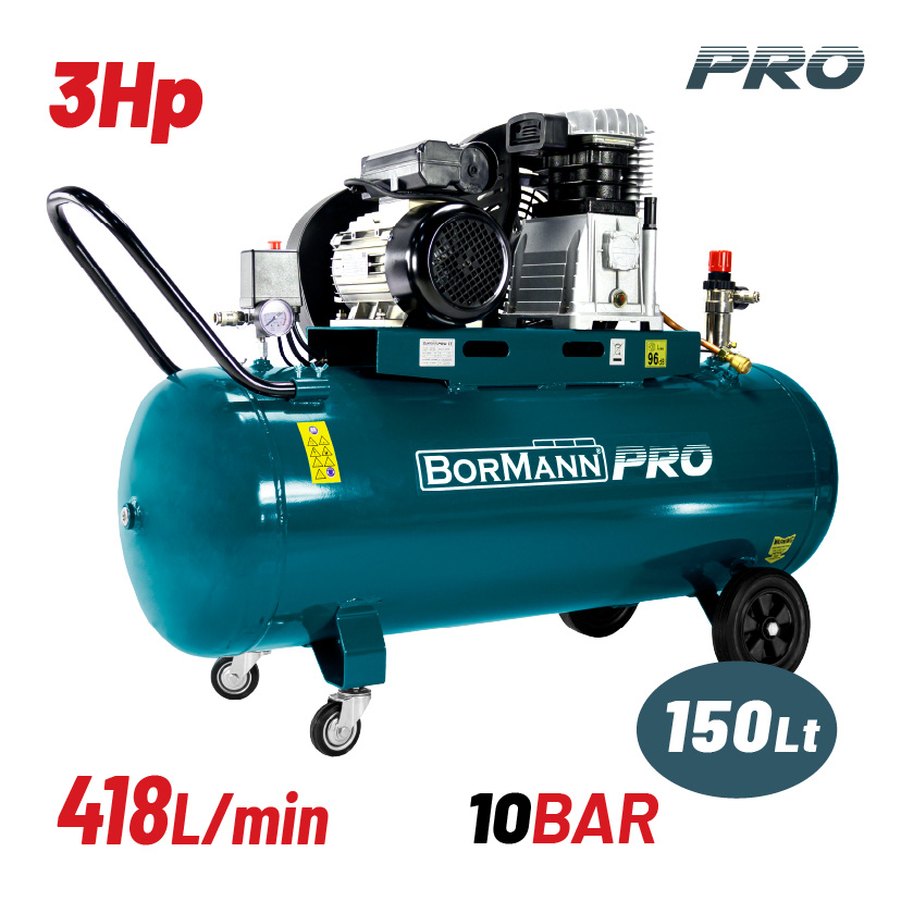BORMANN Pro BAT5070 Αεροσυμπιεστής Ιμάντα,3Hp,150L,418L/min - Photo 1