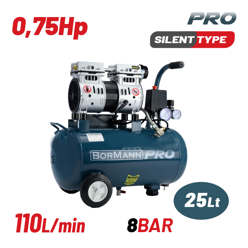 BORMANN Pro BAT5080 Αεροσυμπιεστής Μονομπλόκ, Oil free, Silent,Brushless, 0.75Hp,25L,110L/min - Photo 1