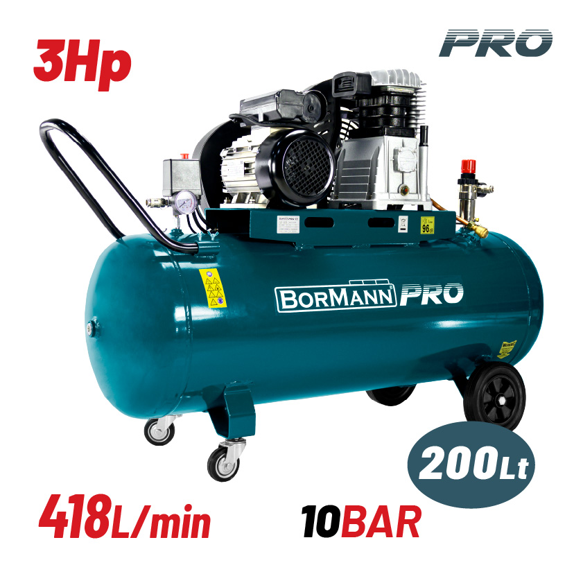 BORMANN Pro BAT5090 Αεροσυμπιεστής Ιμάντα 3Hp,200L,418L/Min - Photo 1