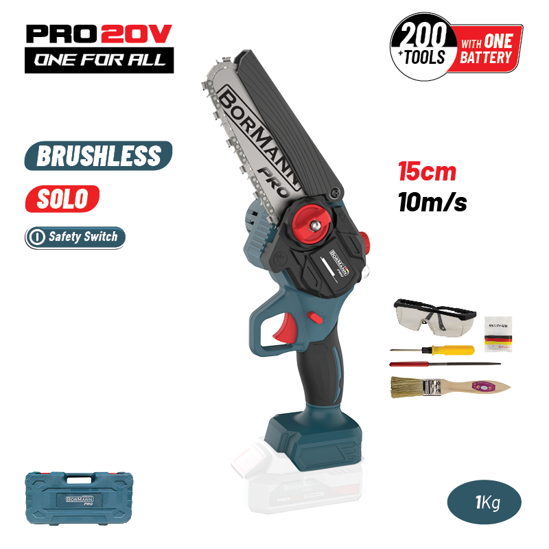 BORMANN Pro BBP3917C Κλαδ Αλυσοπρίονο Μπατ 20V, Brushless, Λάμα 15cm,1kg. 1/4'' 1,1mm 37Links, 10m/s - Photo 1