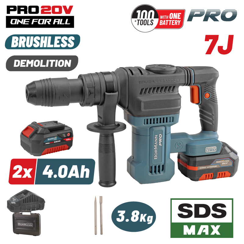 BORMANN Pro BBP5311X44CA Κατεδαφιστικό Πιστολέτο Μπαταρίας 20V,Brushless,2x4Ah, 7J,SDS-Max & Βαλίτσα - Photo 1
