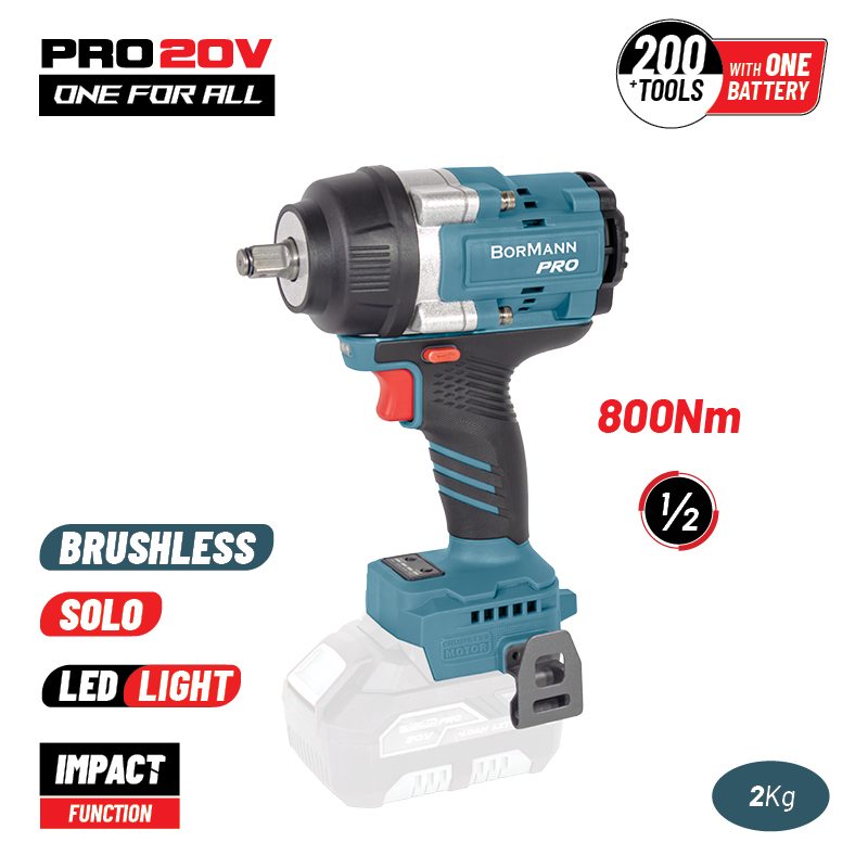 BORMANN Pro BBP5385 Μπουλονόκλειδο, Brushless Mπαταρίας 20V, Li-Ion, 800Nm,0-1400/1900/2400rpm,SOLO - Photo 1