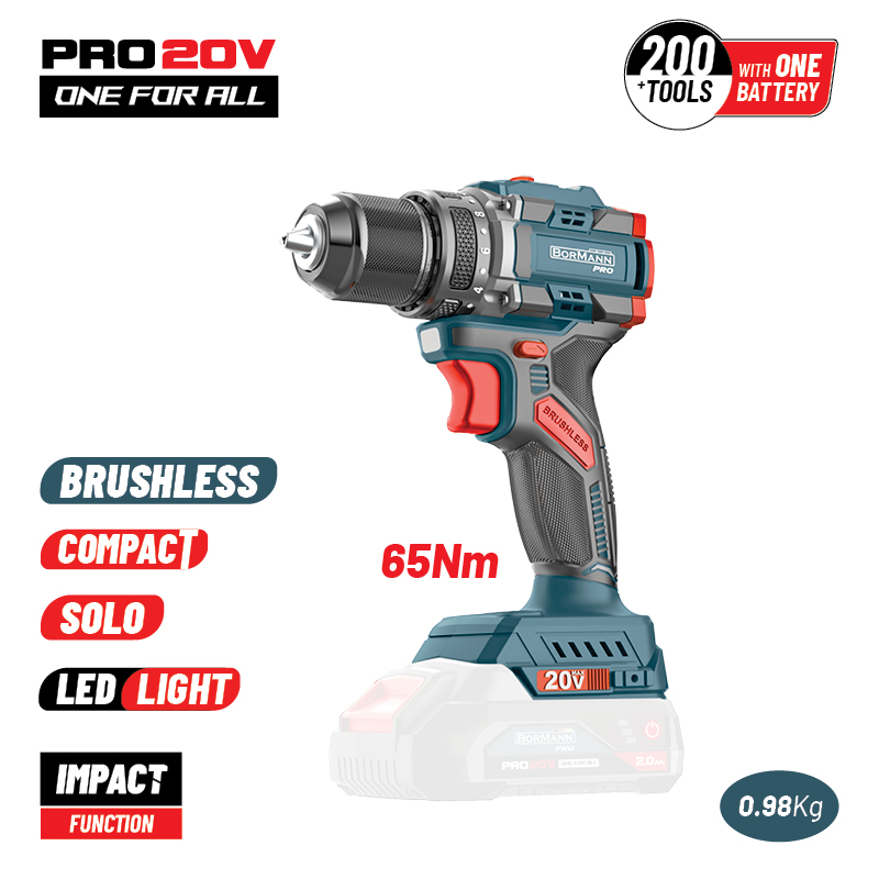 BORMANN Pro BBP5400 Δραπαν/βιδο Κρουστικό,Compact,Brushless 20V, Li-Ion, 65Nm με 2 Ταχύτητες - Photo 1