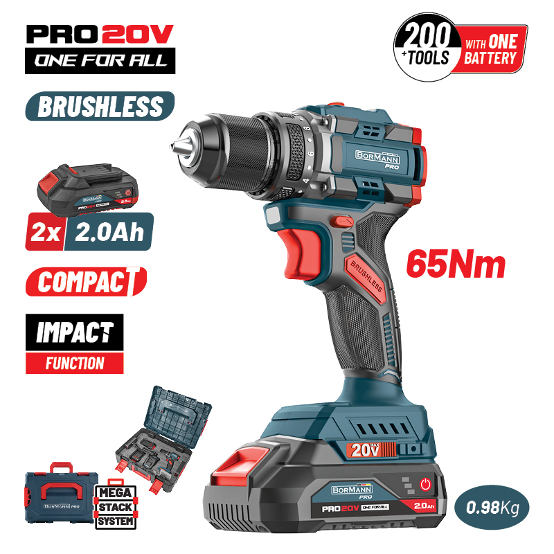 BORMANN Pro BBP5401X22CA Κρουστικό Δραπανοκατσάβιδο Compact Brushless Μπαταρίας 20V, 2x2ah - Photo 1