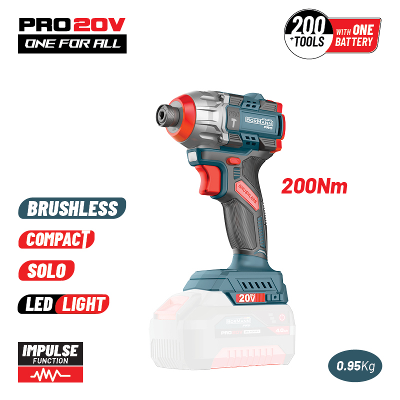 BORMANN Pro BBP5410 Παλμικό Κατσαβίδι Compact Brushless Μπαταρίας 20V,Li-Ion,200Nm, SOLO - Photo 1