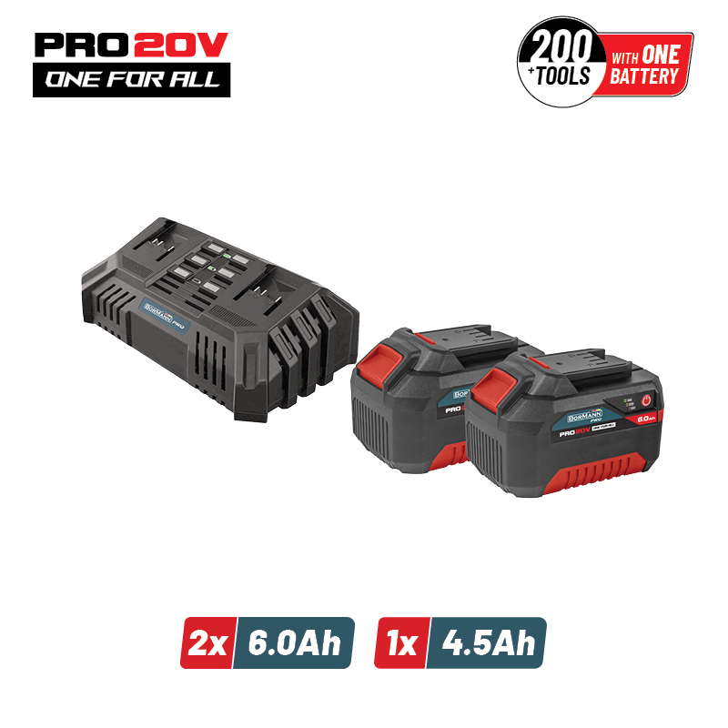 BORMANNN Pro BBP9966 Starter Kit 20V,Μπαταρίες 2x6.0Ah & Διπλός Ταχυφορτιστής ,Li-Ion,4.5A - Photo 1