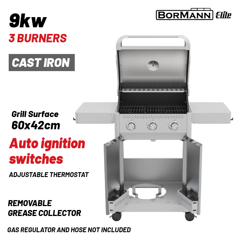 BORMANN Elite BBQ7030 Ψησταριά Υγραερίου LEGEND 3 Εστιών με Μαντεμένια Σχάρα LUXURY TYPE - Photo 1