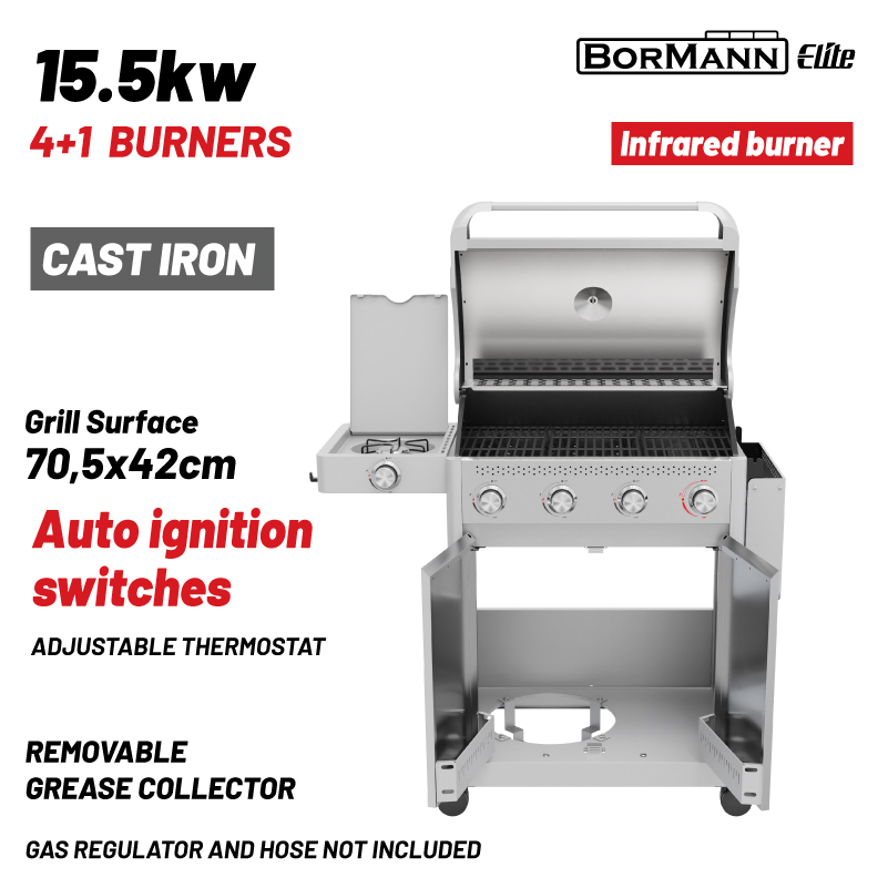 BORMANN Elite BBQ7041 Ψησταριά Υγραερίου LEGEND 4+1 Εστιών με Μαντεμένια Σχάρα LUXURY TYPE - Photo 1