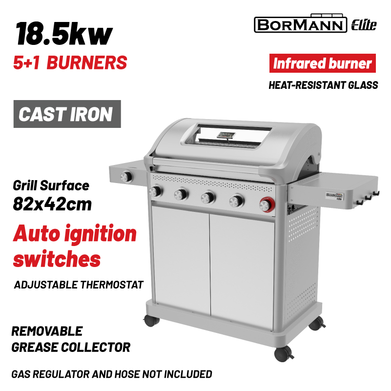 BORMANN Elite BBQ7051 Ψησταριά Υγραερίου LEGENd 5+1 Εστιών με Μαντεμένια Σχάρα LUXURY TYPE - Photo 1