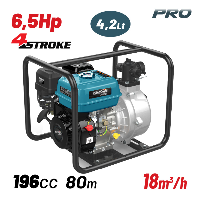 BORMANN Pro BGB1080 Αντλία Βενζινοκίνητη Πυρόσβεσης 1.5"Χ1"x1'', 196cc,6.5hp,80m,18 m³/h - Photo 1