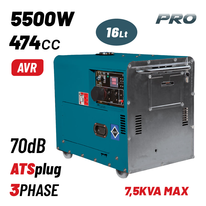 BORMANN Pro BGB9600 Γεννήτρια Πετρελαίου Τριφασική 5500W,7Kva,474cc,70dB,Μίζα,Μπαταρία,Τροχοί,Πρίζα - Photo 1