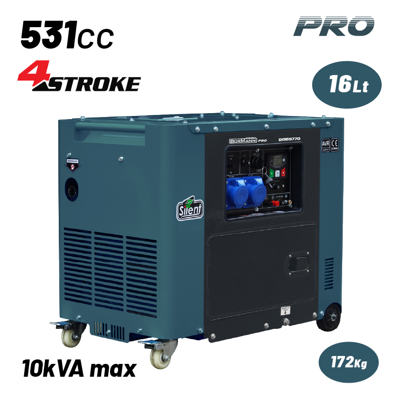 BORMANN Pro BGB9970 Γεννήτρια Πετρελαίου Συνεχ. Απόδοση 6500W,531cc,Μίζα,Μπαταρία,AVR,Τροχοί - Photo 1