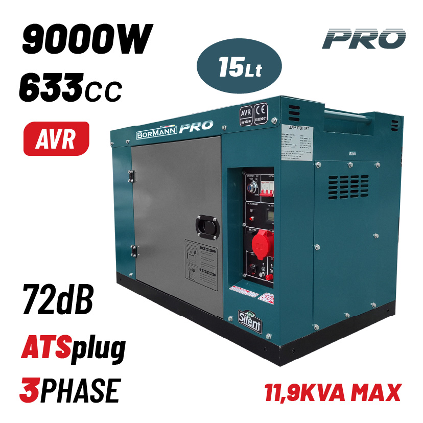 ΒORMANN Pro BGB9800 Γεννήτρια Πετρελαίου Τριφασική,9000W,12kVA,633cc,Κλειστού Τύπου - Photo 1