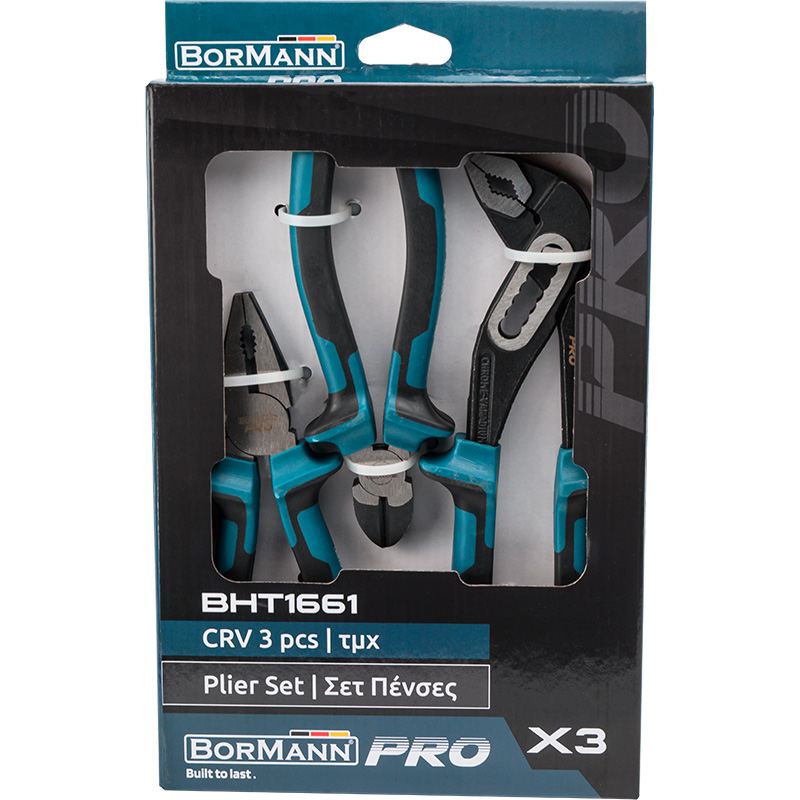 BORMANN Pro BHT1661 Σετ 3τεμ,Πένσα 180mm,Πλαγιοκόφτης 150mm,Γκαζοτανάλια 250mm,Crv - Photo 2