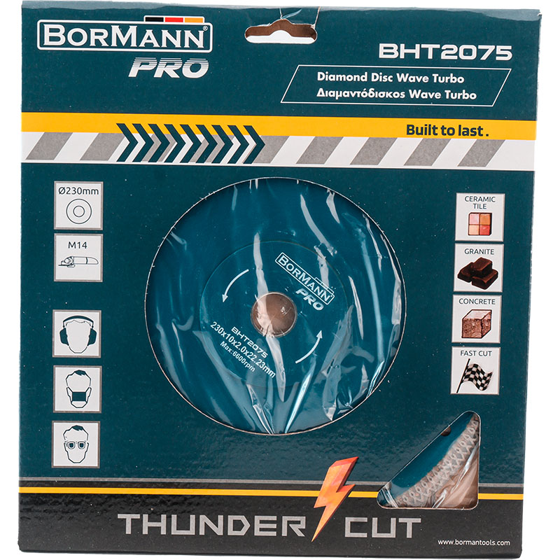 BORMANN Pro BHT2075 Διαμαντόδισκος WAVE TURBO Φ230x2.0x22.2mm 10mm - Photo 2
