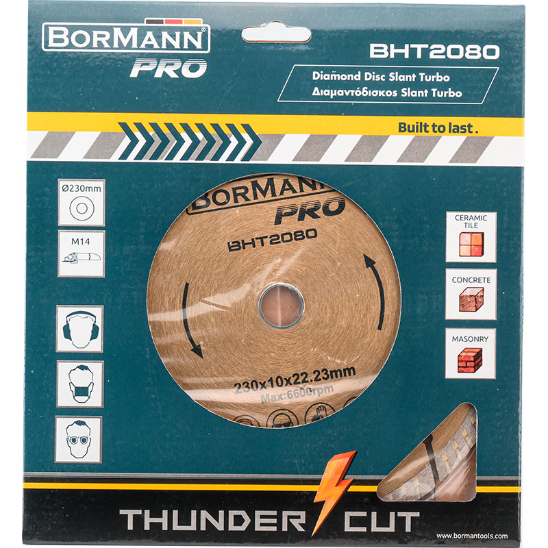 BORMANN Pro BHT2080 Διαμαντόδισκος SLANT TURBO Φ230X2,0X22,2mm 10mm - Photo 2