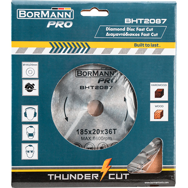 BORMANN Pro BHT2087 Διαμαντόδισκος Ξύλου  FAST CUT Φ185x20mm 36Z - Photo 2