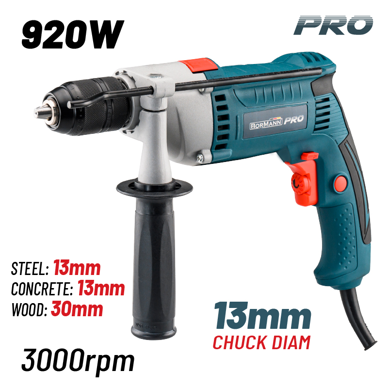 BORMANN Pro BID9200 Δράπανο Κρουστικό 920W,0-3000rpm,Τσοκ Αυτόματο 13mm,Οδηγός Βάθους - Photo 1