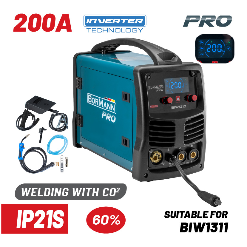 BORMANN Pro BIW1310 Ηλεκτροκόλληση MIG/MMA 200A,Gas/Νο Gas,1/3/5Kg (0,6-1mm) - Photo 1