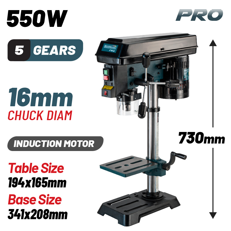 BORMANN Pro BKD1655 Κολωνάτο Δράπανο Με Λέιζερ, 16mm, 550W, H:730mm - Photo 1