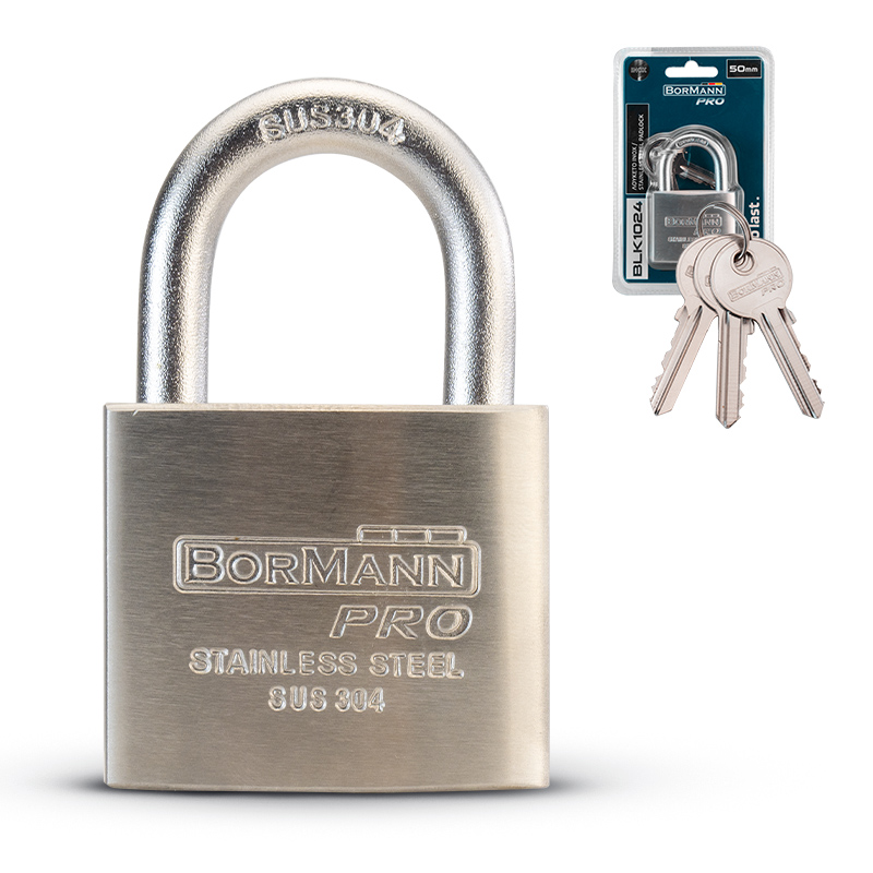 BORMANN Pro BLK1024 Λουκέτο INOX 50mm, ΙΝΟΧ Λαιμός με Ορειχάλκινα Κλειδιά - Photo 1
