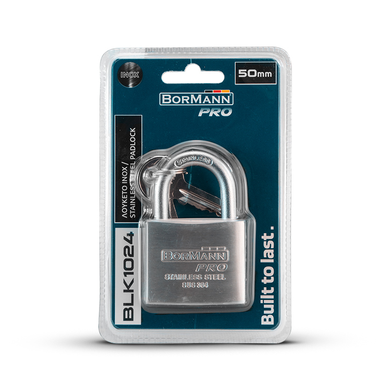 BORMANN Pro BLK1024 Λουκέτο INOX 50mm, ΙΝΟΧ Λαιμός με Ορειχάλκινα Κλειδιά - Photo 2