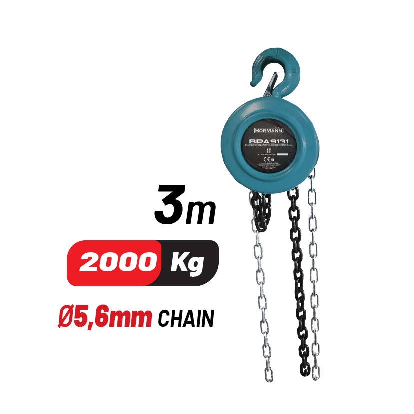 BORMANN BPA9231 Παλάγκο Αλυσίδας 2T, 3M, Διάμετρος Αλυσίδας 5.6mm - Photo 1