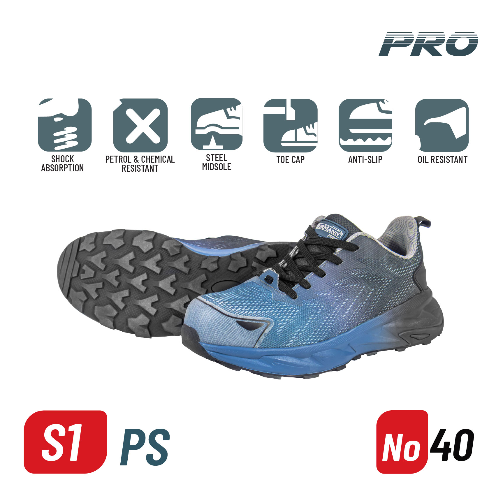 BORMANN Pro BPP8170 Παπούτσι Ασφαλείας S1PS ATLANTIC No 40 - Photo 1