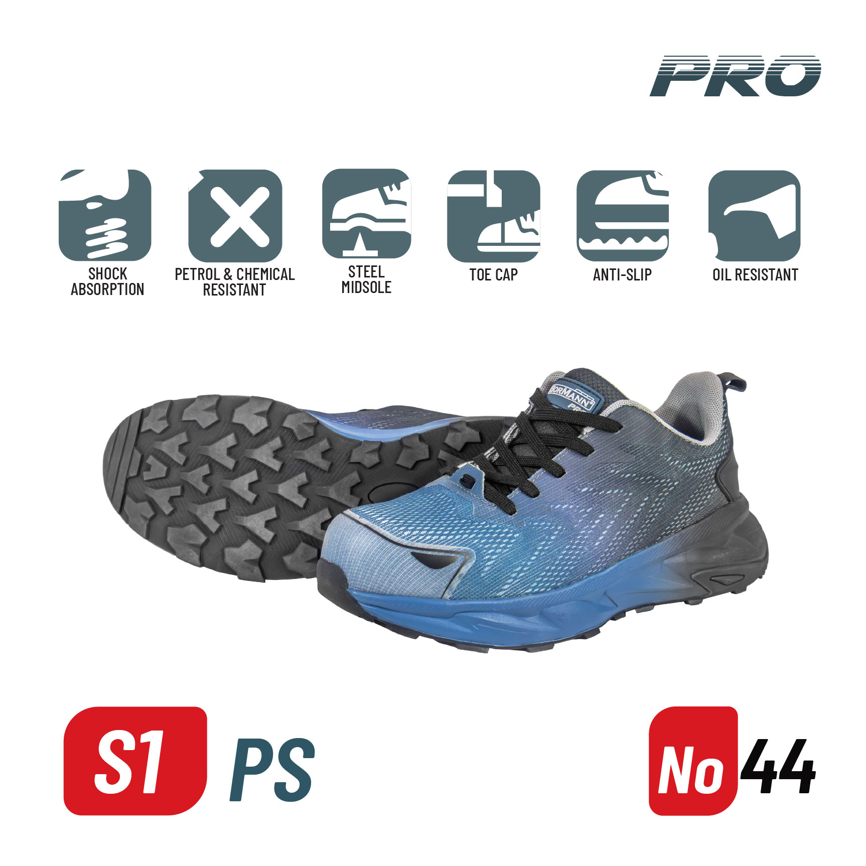 BORMANN Pro BPP8174 Παπούτσι Ασφαλείας S1PS ATLANTIC No 44 - Photo 1