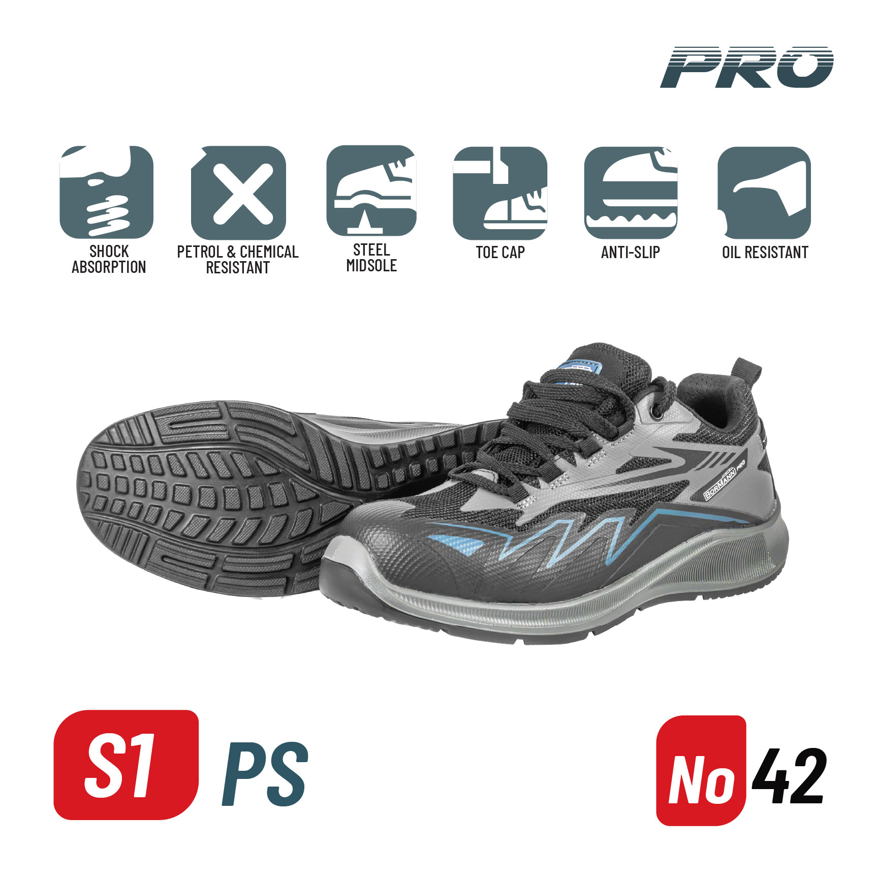BORMANN Pro BPP8282 Παπούτσι Ασφαλείας S1PS PACIFIC No 42 - Photo 1