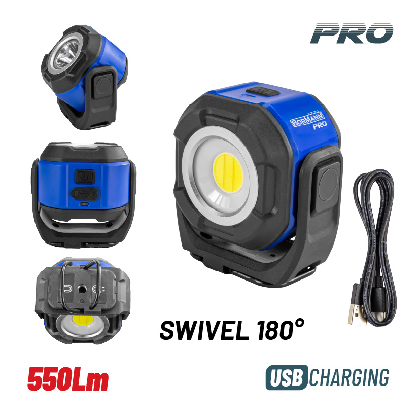 BORMANN Pro BPR6016 Προβολέας Εργασίας LED Επαναφορτιζόμενος, 550Lm, Διπλής Όψης, Αδιάβροχος - Photo 1