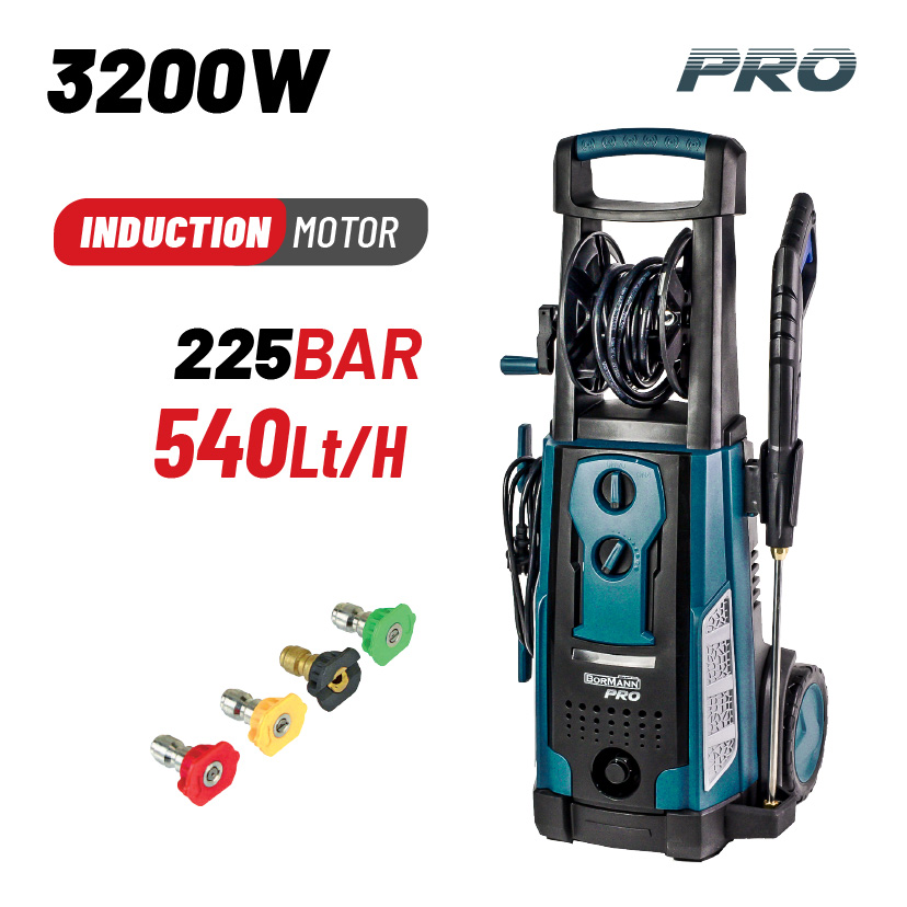 BORMANN Pro BPW5000 Πλυστικό Υψηλής Πίεσης 3200W,Επαγωγικό Μοτέρ,225bar,540L/h,Ανέμη - Photo 1