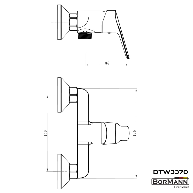 BORMANN Elite BTW3370 Μπαταρία Μπάνιου Spring, 35mm, Αναμεικτική, 610G Με Σετ Ντους - Photo 2