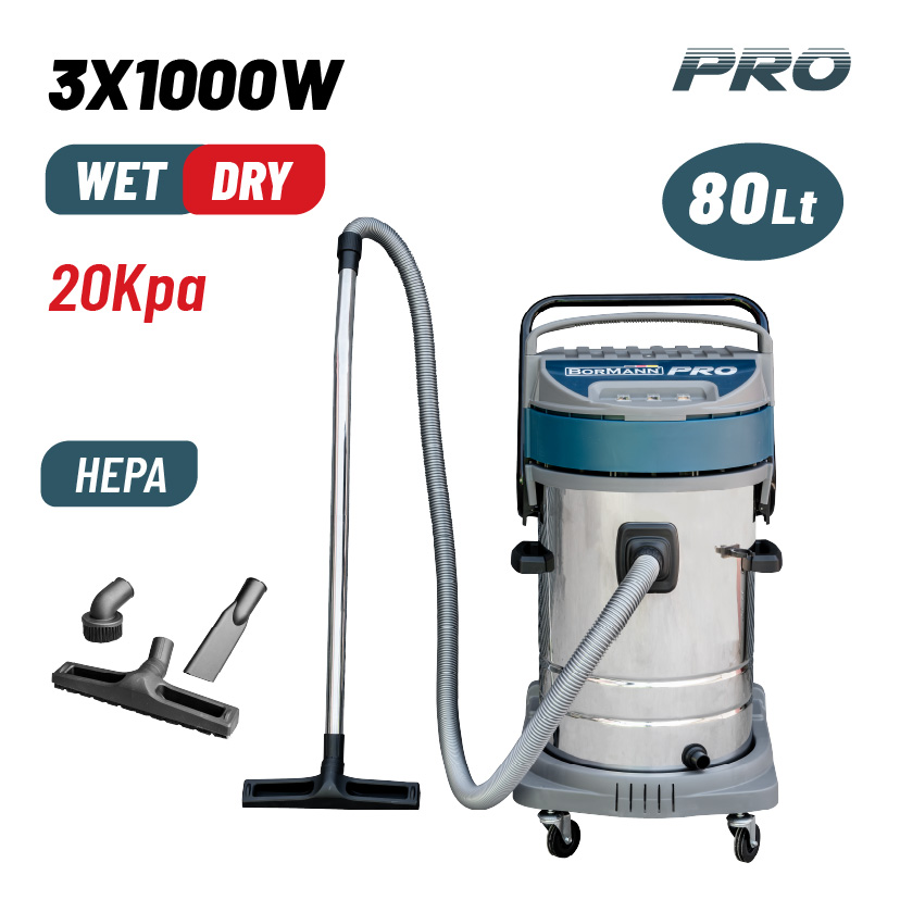 BORMANN Pro BVC7510 Σκούπα Υγρών-Στερεών 3x1000W Με Ανοξείδωτο Κάδο 80Lt - Photo 1