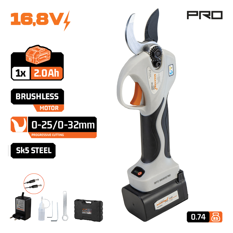 NAKAYAMA Pro EC1350 Ψαλίδι Κλάδου Μπαταρίας 16.8V, Brushless,Προοδευτική Κοπή 0-25/0-32mm, 740gr - Photo 1