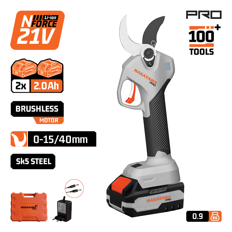NAKAYAMA Pro EC1440 Ψαλίδι Κλάδου Μπαταρίας 21V, Brushless, Προοδευτική Κοπή 0-15mm/0-40mm,0.9kg - Photo 1