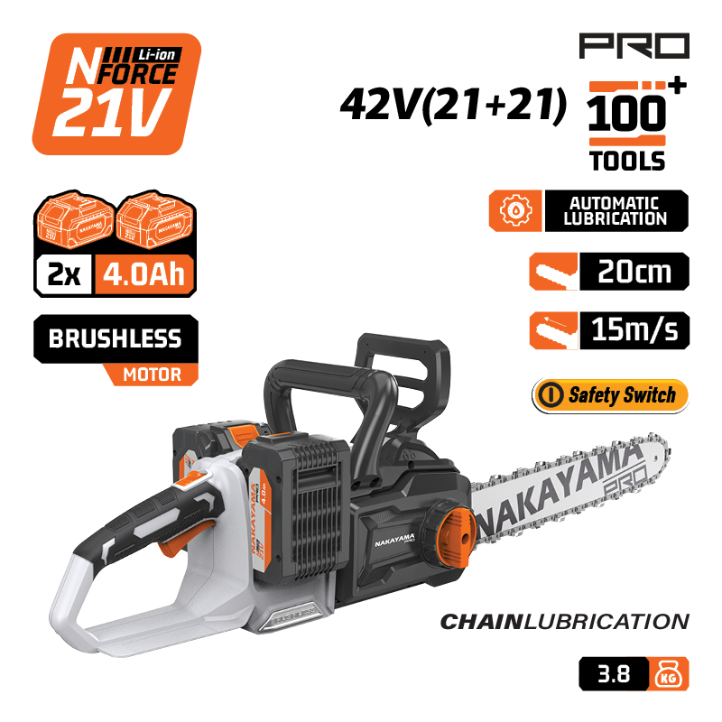 NAKAYAMA Pro EC1711X44 Αλυσοπρίονο Brushless Μπαταρίας 42V,Li-Ion,2x4Ah,Λάμα 40cm,Ταχυφορτιστής 4Α - Photo 1