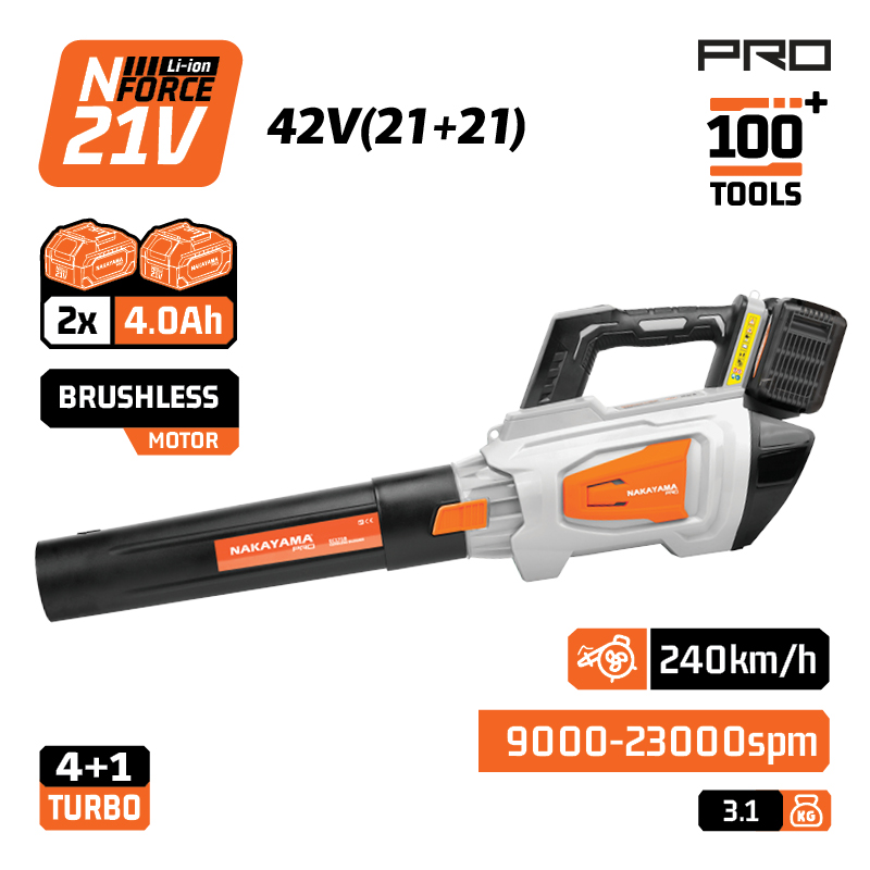 NAKAYAMA Pro EC1719X44 Φυσητήρας Brushless Mπαταρίας 42V,Li-Ion,2x4.0Ah,240km/h - Photo 1