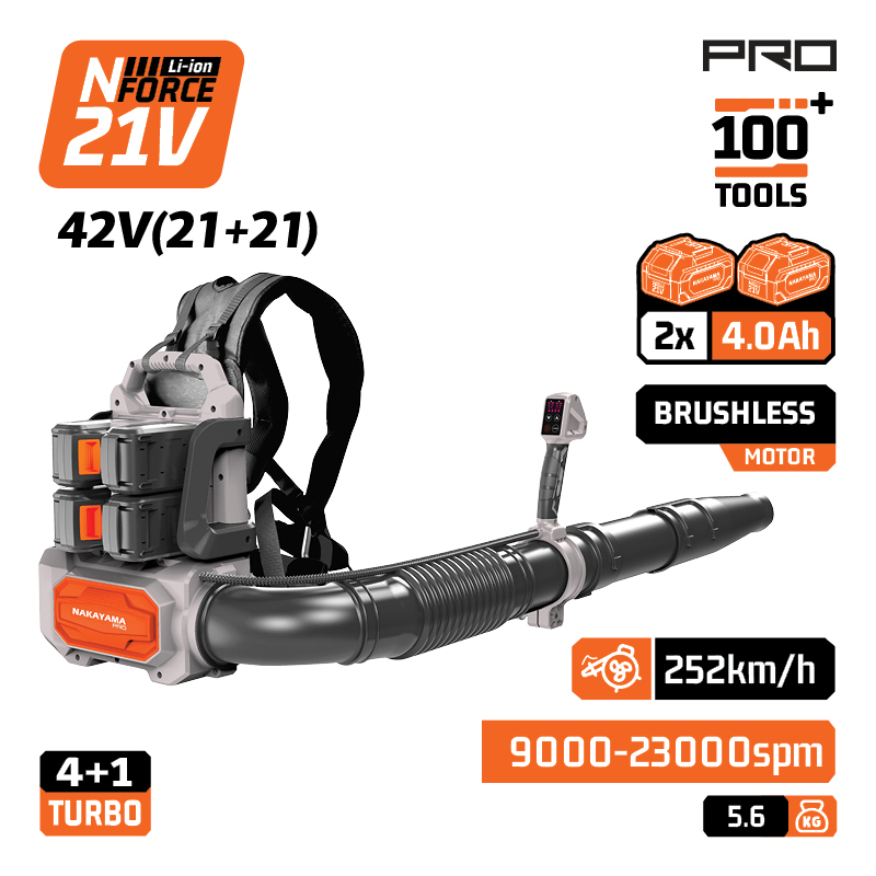 NAKAYAMA Pro EC1723X44 Φυσητήρας Πλάτης Βrushless Μπαταρίας 42V,Li-Ion,2x4.0Ah,252km/h - Photo 1