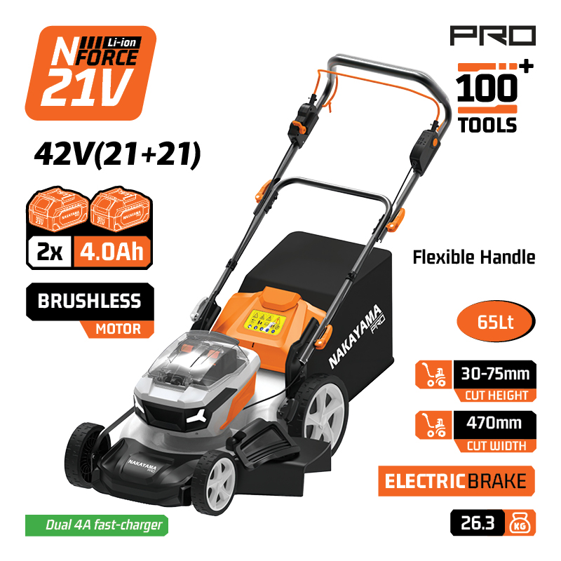NAKAYAMA Pro EC1730X44 Μηχανή Γκαζόν Αυτοκινούμενη Μπαταρίας Brushless 42V,2x4Ah,Κοπή 47cm - Photo 1