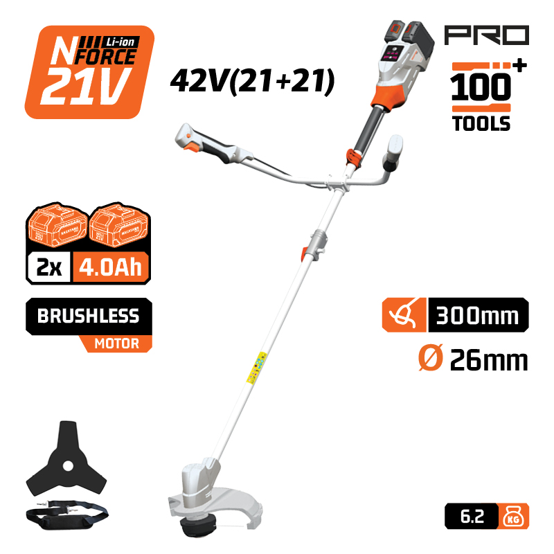 NAKAYAMA Pro EC4611X44 Θαμνοκοπτικό Brushless Μπαταρίας 42V (21+21),Li-Ion,2x4Ah,30cm Μεσινέζα - Photo 1