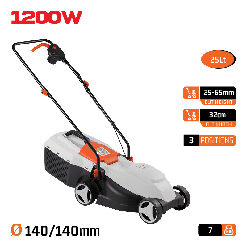 NAKAYAMA EM3220 Χλοοκοπτική Ηλεκτρική 1200W, Κοπή 32cm, Κάδος 25L, Ρύθμιση 3 Θέσεων (25/45/65mm) - Photo 1
