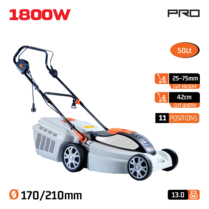 NAKAYAMA EM4020 Χλοοκοπτική Ηλεκτρική 1800W, Κοπή 42cm, Κάδος 50L, Κεντρική Ρύθμιση 5 Θέσεων  (25-75 - Photo 1