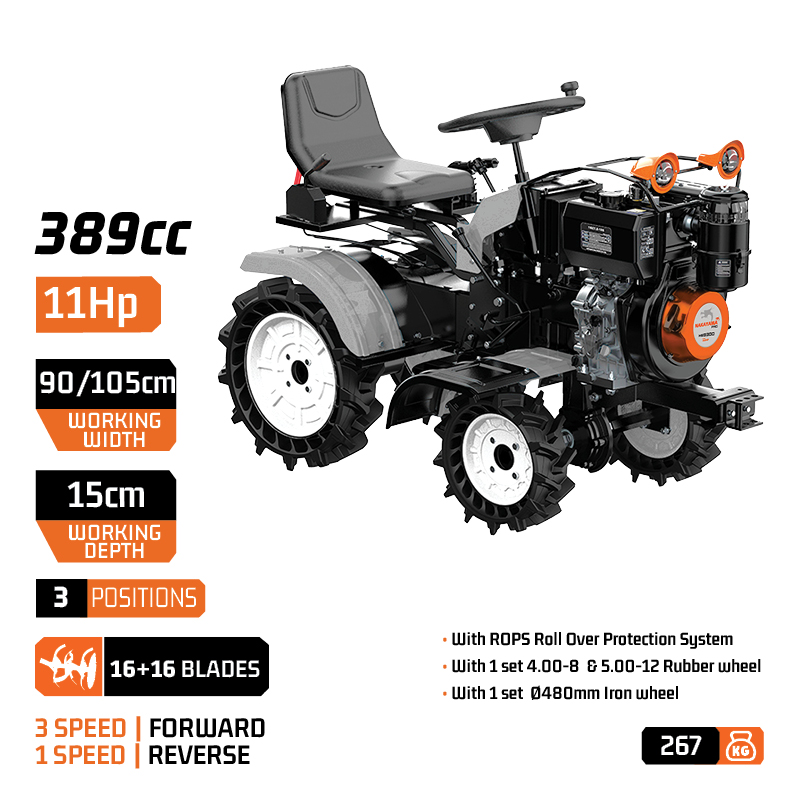 NAKAYAMA Pro MB9300  Τρακτέρ/Σκαπτικό Πετρελαίου 4WD/2WD 11Hp Με Μίζα, 1050mm,3+1Ταχ. 16+16 Μαχαίρια - Photo 1