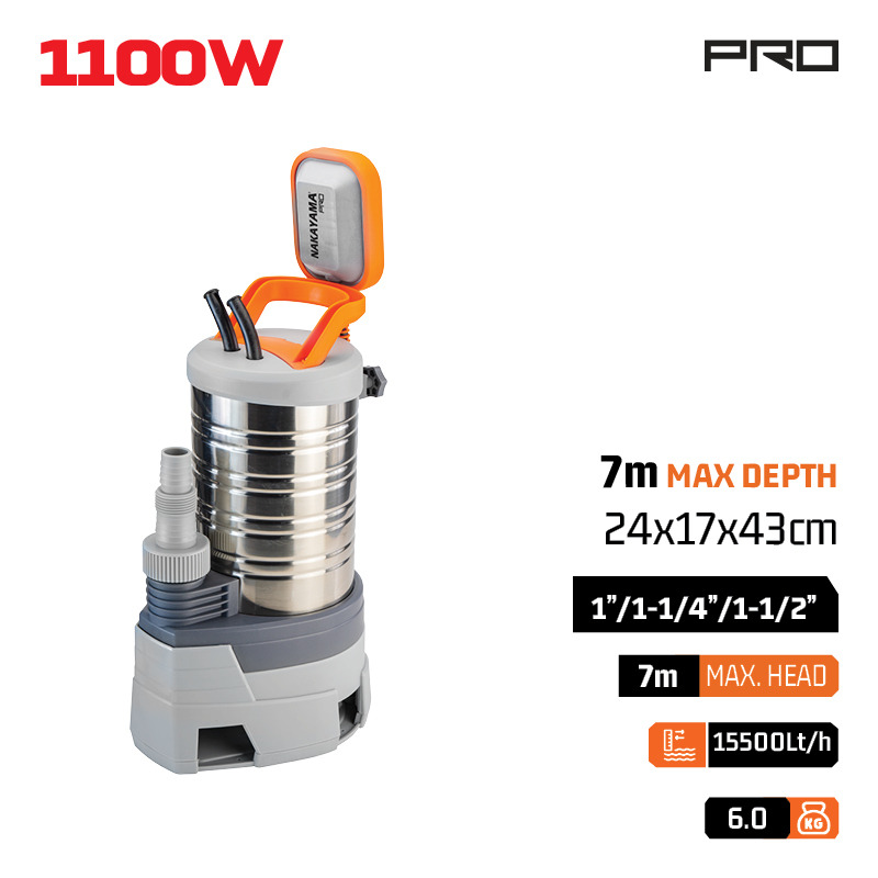 NAKAYAMA NP1100 Αντλία Ακαθάρτων Inox/Πλαστικό,900W - Photo 1