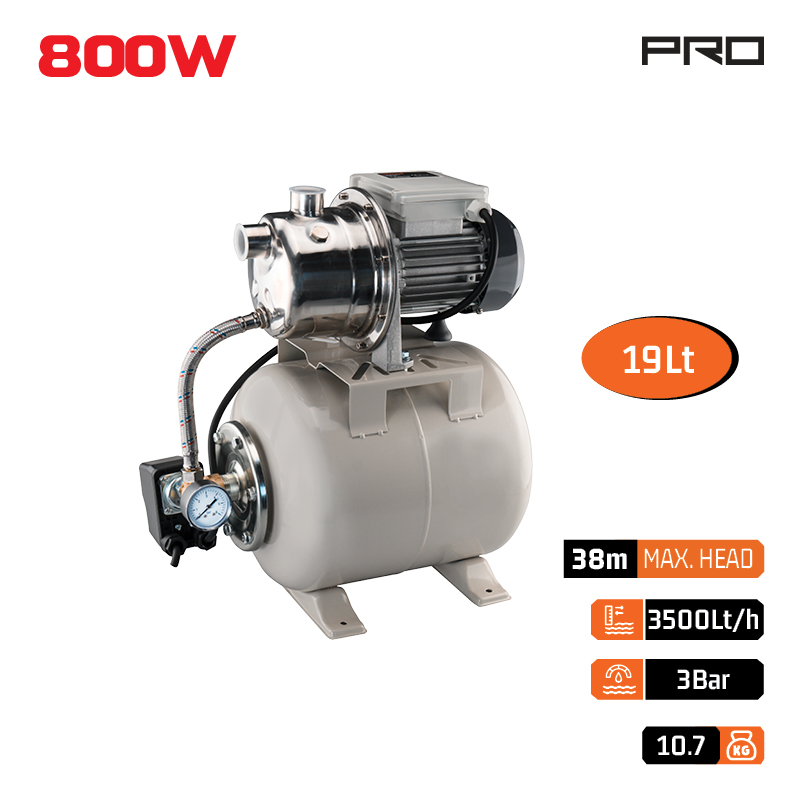 NAKAYAMA Pro NP2105 Πιεστικό Συγκρότημα Με Δοχείο 19Lt Αντλία Inox 800W - Photo 1