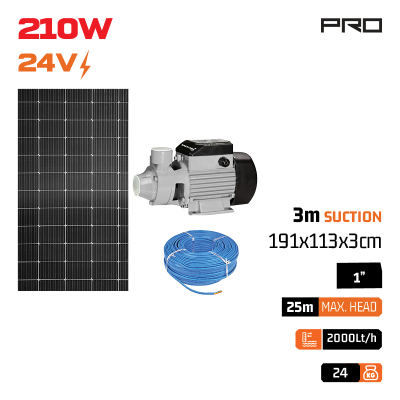 NAKAYAMA Pro NP2200 Αντλία Νερού με Φωτοβολταικό 24V,210W,Μέγιστο Μανομετρικό 25m & Πάνελ 450W - Photo 1