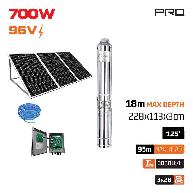 NAKAYAMA Pro NP2230 Αντλία Νερού με Φωτοβολταικό 96V,750W,Μέγιστο Μανομετρικό 95m,Σετ 3 Πάνελ 1650W - Photo 1