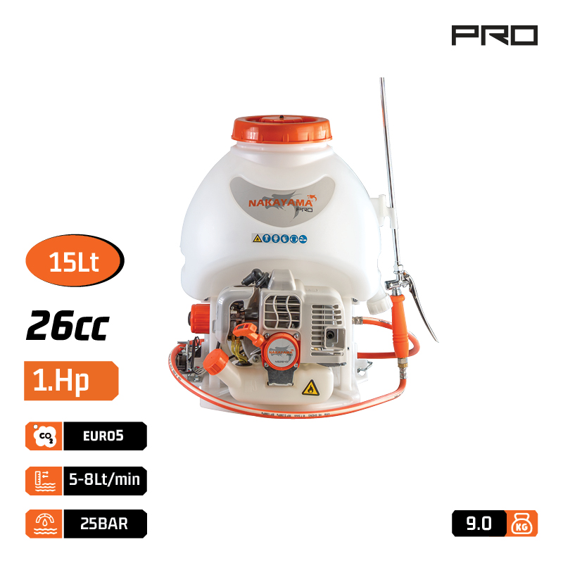 NAKAYAMA PRO  NS2640 Ψεκαστηρας Πλατης Διχρονος 26Cc, 15Lt, Αυλος Τριπλου Μπεκ Με Προεκταση & Αυλος  - Photo 1